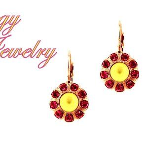 Tropical Pop Flower Cluster Daisy Earrings made with Genuine Austrian Crystals